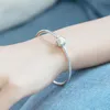 100% 925 Sterling Silver Bangles For Women DIY Jewelry Fit Pandora Charms Heart Shape Bracelets Lady Gift With Original Box