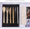 Portable Wooden Cutlery Set Travel Bamboo Flatware Sets Knife Chopsticks Fork Spoon DinnerwareSets Camping Utensils 7PCS/Set WLL1064