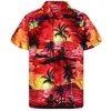 Drzewo kokosowe Koszule Koszulki Mężczyźni Plaża Hawajski Casual Mężczyzna Koszula Zbyt duży Camisas Holiday Daily Krótki Rękaw Print Chemise Homme 210524