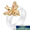 Nova moda anel de noivado de cristal anéis de abelha para mulheres preto e branco design de casamento de cerâmica ouro jóias presentes acessórios de fábrica preço de design de especialista