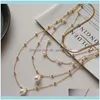 Halsketten Anhänger Schmuckmehrschichtige lange Halskette für Frauen Nachahmung Perle Halsband Kragen Aussage Sommer Schmuck Ketten Drop Lieferung
