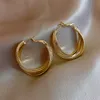 European New Trendy Multi-layer Gold Color Metal Ear Ring Charm Lady Earrings Jewelry Unusual Gifts For Women