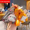 New Fashion Cute Kitten Butt Leather Bag Car Keychain Plastic Soft Rubber Doll Pendant Key Holder Ring Accessories Jewelry Gift G1019