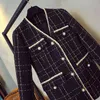 ZAWFL Luxury Designer Brand Wool Blends Coat for Women Fashion Black Vintage V-Neck Plaid Wide Waisted T S-XXL 211029