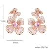 Luxe fleur Design cubique zircone femmes mode mariage Banquet boucles d'oreilles goutte bijoux en laiton