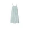 Casual Jurken Elegante Vakantie Pastel Koreaanse Jurk Dames Sarafan Strap Ruffle Robe Summer Stijl A-lijn Strandkleding Oekraïne