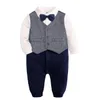 Baby Boy Clothing Romper Jumpsuits Gentleman Suit outfit kids causal leisure children cotton baby Boys Toddler formal attire 1-2Y BB066