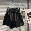 Women's Shorts ZCSMLL Dames Kralen Rhinestone Trekkoord PU Lederen Laarzen Hoge Taille Mode Temperment Herfst Winter 2021 Th1412