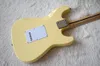 Factory outlet leworęczne 6 Struny żółta gitara elektryczna z białą pickguard, zapiekaną Roodewod Fretboard, wysoka wydajność