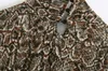 Snake Print Chiffon Herfst Winter Jurk Dames Vintage Lantaarn Sleeve Lace-up Riem Korte Casual Dames 210427