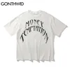 Oversized T-shirty Streetwear Graffiti Loose Tie Dye Drukuj Koszulki Bawełniane Harajuku Moda Casual Tshirts Topy 210602