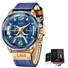 LIGE Casual Sports Watch dla Mężczyzn Top Marka Luksusowe Wojskowe Skórzane Zegarki Zegarki Męskie Zegary Moda Chronograph Wristwatch 210804