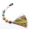 7 Chakra Crystal Flower Car Rear View Mirror Pendant Hanging Ornament Accessories Handmade Natural Quartz Gemstones Agate Beads w/ Rainbow Tassels Window Charms