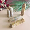Natural Crystal Point Wand Crazy Agate Onyx Energy Tower Artes Ornamento Mineral Healing Quartz Pillar