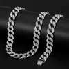 Hip Hop Paved AAA Rhinestone Bling Necklace For Iced Out CZ Cuban Link Chain Gold Men Jewelry