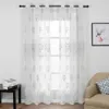 Luxury White Embroidered Floral Sheer Curtains for Living Room Bedroom Tulle Yarn Door Window Curtain for Kitchen Home 210712