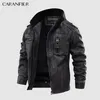 CARANFIER hommes vestes en cuir moto col montant poches zippées mâle taille américaine PU manteaux motard Faux mode vêtements d'extérieur 210923