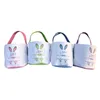 Easter Bunny Basket Festive Canvas Rabbit Tail Bucket Colorful Egg Storage Baskets Kids Gift Tote Bag for Festival