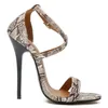 Stiletto Summer Nightclub Pumps 14cm Thin High-heeled Wedding Shoes Mujer Tobillo-Wrap Charol Snake Print SM Sandals