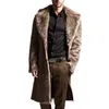 Mężczyźni Ciepła Zima Long Coat High Quality Faux Fur Kurtki Znosić Otwórz Stitch Płaszcz Homme Kurtka