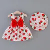 Girl039s Abiti Estate Ragazze Vestito da principessa Bambino Bambino Bambini Fragola Stampa Cappello Abiti Senza maniche Abbigliamento ragazza 204224518