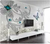 Aangepaste foto wallpapers 3D-muurschilderingen behang Europese kristallen bloem vlinder sieraden tv achtergrond behang voor woonkamer decoratie