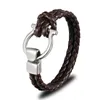 High Quality Men Jewelry Punk Black Braided Geunine Leather Bracelet Stainless Steel Anchor Buckle Fashion Bangles Charm Bracelets7664895