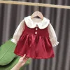 Bärenführer Frühlingsmode Geborenes Baby Kleidung Herbst Geburtstag Prinzessin Kleid Kostüm Säugling Polka Dot Weihnachten Vestidos 0-2Y 210708