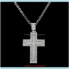 Kettingen Hangers Juweliers Katholiek Sier Verguld Kruis Hanger Ketting Mode Rock Stijl Dubbele Crucifix Clear Stone Christian Je