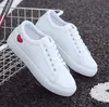 Women Casual Shoes Fashion New Woman PU Leather Shoes Ladies Breathable Cute Heart Flats White Sneakers