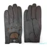 Fashion Mens Lambskinn Leather Driving Gloves Olined Vintage Färdig Touchscreen