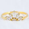 Wedding Rings Tiara & Crown Dainty Gold Filled Band Ring Marquise Cut Zircon Flower Women Fashion Jewelry Gift