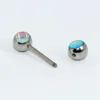 3PCS Nippelring Barbell Body Piercing Tongue Studs Smycken Blinkande Stång Yttre tråd 14g Rostfritt Stål Belagt rakt