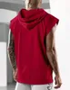 Erkek T-Shirt Yaz Erkek Kas Hoodie Yelek Kolsuz Vücut Geliştirme Tee Gevşek Koşu Spor Salonu Spor Tişört Hip Hop Sweatshirt Tops
