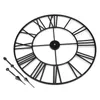 Nieuwe 80 cm Moderne 3D Grote Retro Black Iron Art Hollow Wall Roman Numerals Home Decor Clock op de 210414