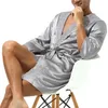 Masculino sleepwear seda quimono robe plus size manga comprida roupão de banho cetim verão casa roupas dormem vestes pijamas