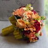 Flores decorativas guirnaldas otoño vintage novia boda ramo charmo naranja crema fleurs rose peonies artificial ramos nupciales ramo de