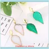 Jewelryeuropean And American Creative Leaf Inlaid Cluster Crystal Earrings Retro Simple Plastic Green White Stud Drop Delivery 2021 Eaplr