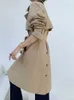 Outono Mulheres Trench Coat Estilo Francês Slim Joelho Longo Elegante Loose Belted Dust Ladies Roupa 210608