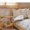 Solid wood rattan small tea table Living Room sofa side cabinet modern bedside round tables bedroom household