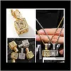 Necklaces & Pendants Drop Delivery 2021 Guys Bling Initial Letter A-Z Cubic Square Pendant Necklace Personalized 18K Gold Plated Cz Zircon Hi