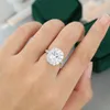 Cluster Ringe CXSJeremy Kissen Cut Moissanite 7 * 9mm 3 CT Verlobungsring 14k 585 Weißgold Vintage Hochzeit Diamant für Frauen
