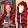 Fashion Red/Blonde/Black Body Wave Wigs Human Hair 150% Pre Plucked With Babyhair Synthetic spets Front Wig