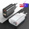 빠른 QC3.0 PD 충전기 20W 타입 C USB 빠른 충전 어댑터 iPhone 12 용 듀얼 포트 휴대 전화 벽 충전기 12 13 삼성 Xiaomi Huawei