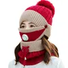 Party Favor Windproof Beanies Hat Women Warm Knit Hats Scarf Sets Female Winter Padded Mask Neck Protector 3 PC Set Cycling Wool Caps