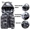 Damenwesten Winter Kurze Daunenweste Frauen ärmellose Weste mit Kapuze Weste Jacke Bodywarmer leichte Windjacke Mantel Stoff