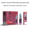 100% 정품 RandM 토네이도 7000 퍼프 일회용 전자 담배 RM Type-C 충전식 베이프