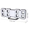 Horloges murales numérique LED grande table 3D horloge suspendue alarme Snooze avec coque noire décor à la maison