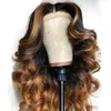 Kroppsvåg 360 Lace Frontal Human Hair Wigs Ombre Färg 1BT30 Gluvlös brasiliansk Remy Front Wig med Höjdpunkt 150% Densitet DiVA1