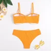 Seksowny dwuczęściowy zestaw Bikini Kobiety Stroje kąpielowe Twisted Bandeau Top Odpinany pasek na ramię Body z wysokim stanem Strój kąpielowy Kostiumy kąpielowe One-Piece S